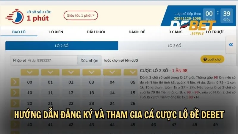 Hướng dẫn đăng ký và tham gia cá cược lô đề DEBET