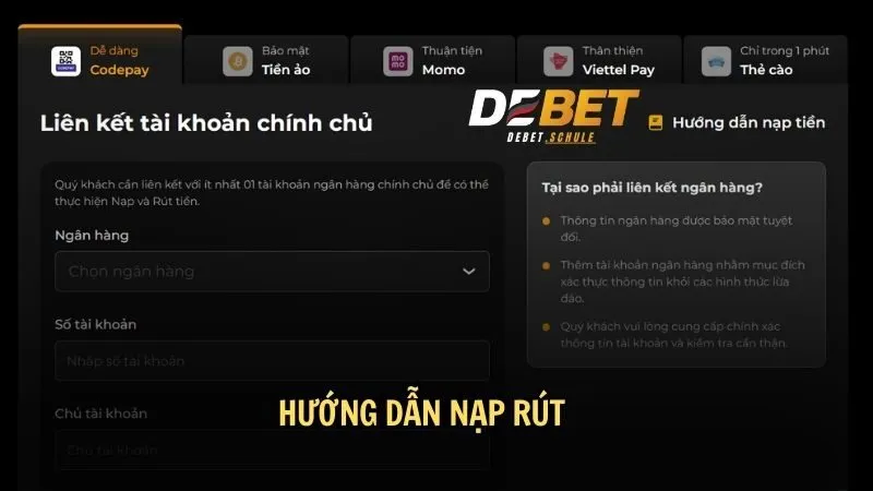 Quy trình nạp rút nhanh chóng