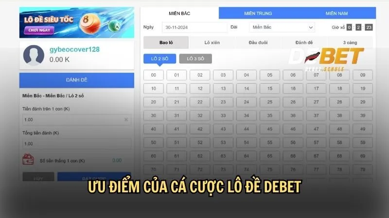 Ưu điểm của cá cược lô đề DEBET